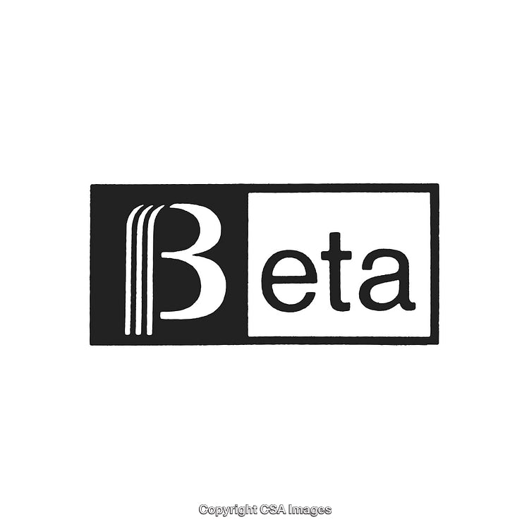 Simple Black and White Beta Logo Design in Minimalistic Style