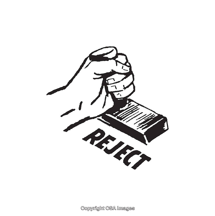 Hand Using Rejection Stamp Representing Disapproval or Declining a Request