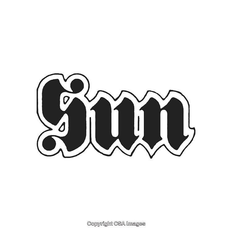 Bold Black Typography of the Word 'Sun' in Gothic Style Design