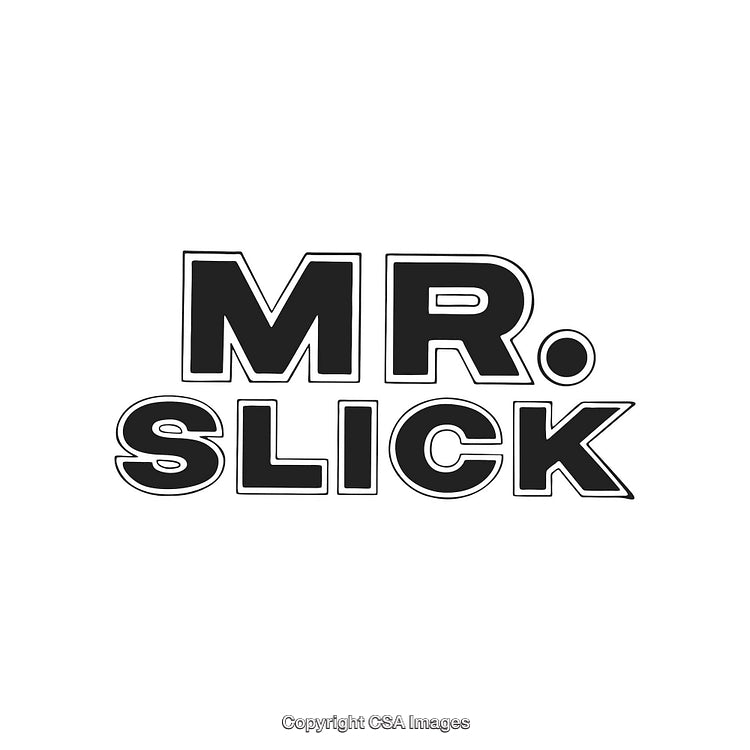 Bold Typography Graphic Reading 'Mr. Slick' in Black and White Design