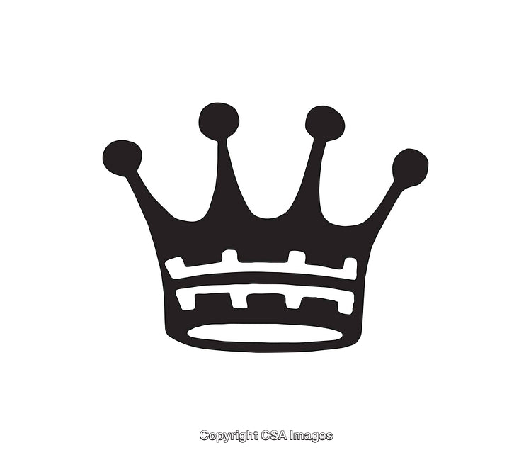 Black and White Minimalistic Crown Icon with Simple Design Elements