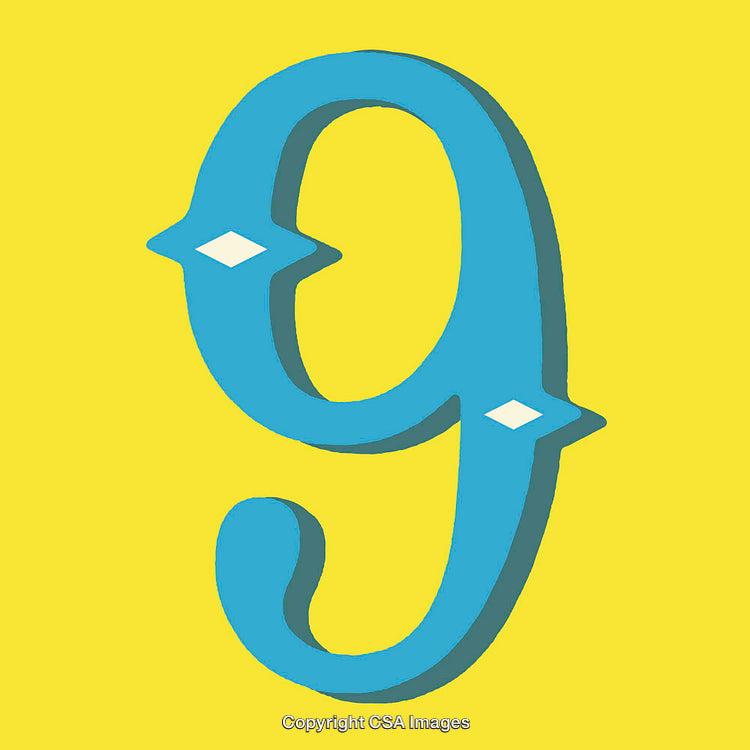 Bold Blue Number Nine With Yellow Background Design Concept