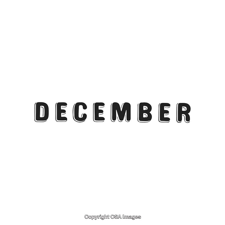 December Text in Bold Black Font With Minimalist Design on White Background