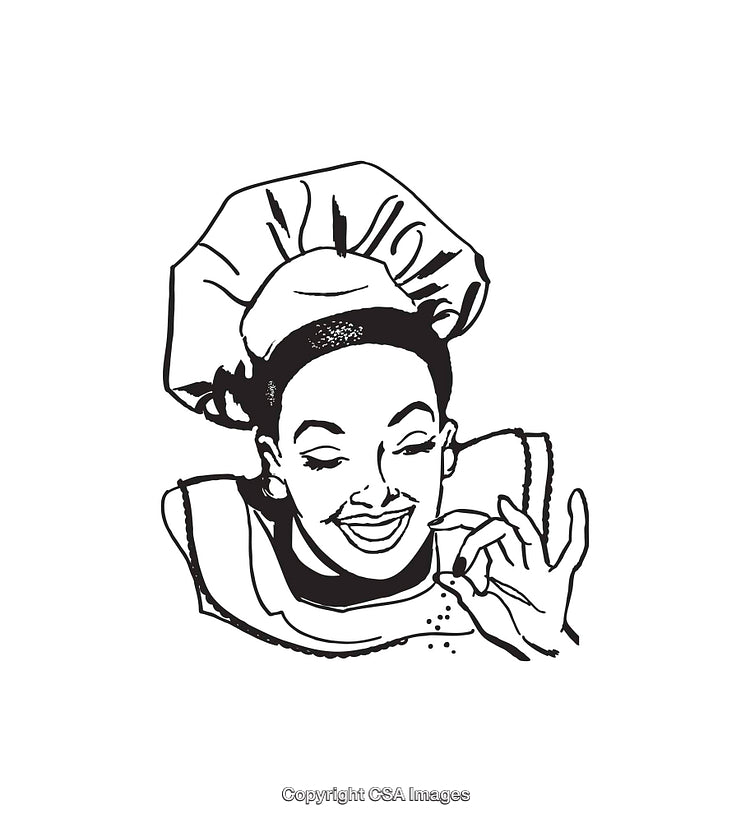 Black And White Line Art of a Smiling Chef Illustration