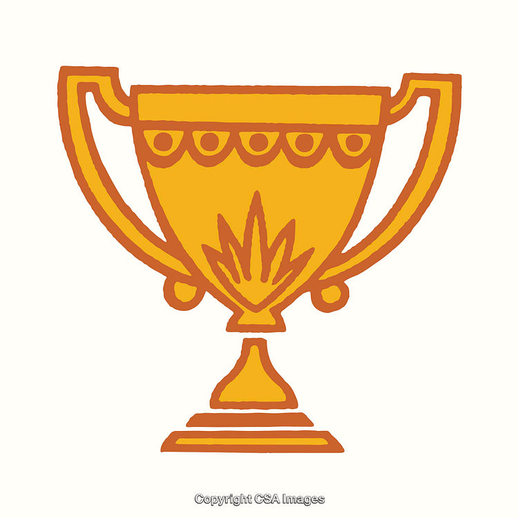 Golden Trophy Icon - Achievement and Victory Symbol in Line Art Style