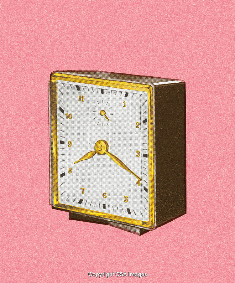 Vintage Styled Desk Clock with Pink Background and Dot Screen Effect