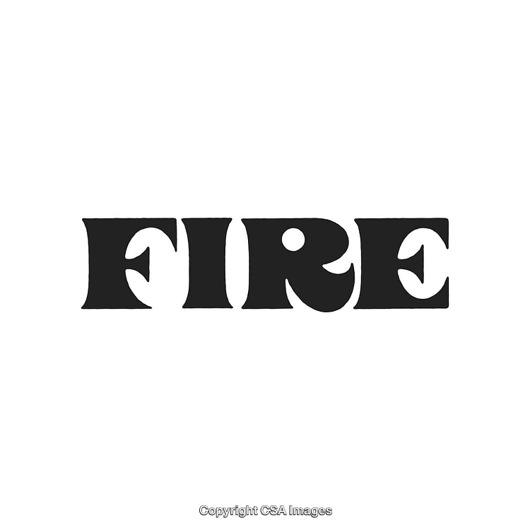 Bold Artistic Text with 'Fire' Written in Black Retro Style Font