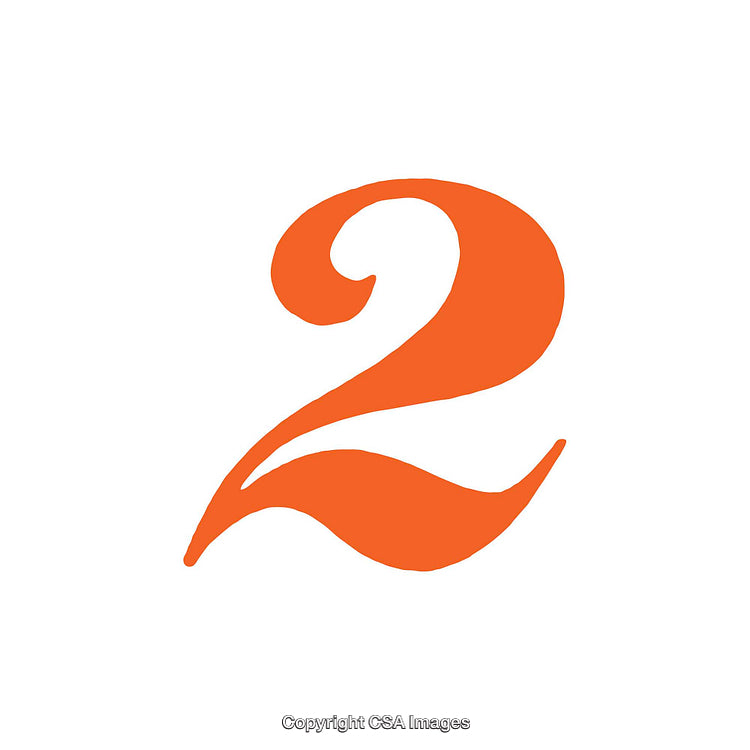 Bold Orange Number Two on a Minimalist White Background