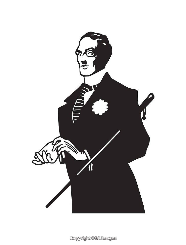 Elegant Line Art Illustration of a Distinguished Gentleman