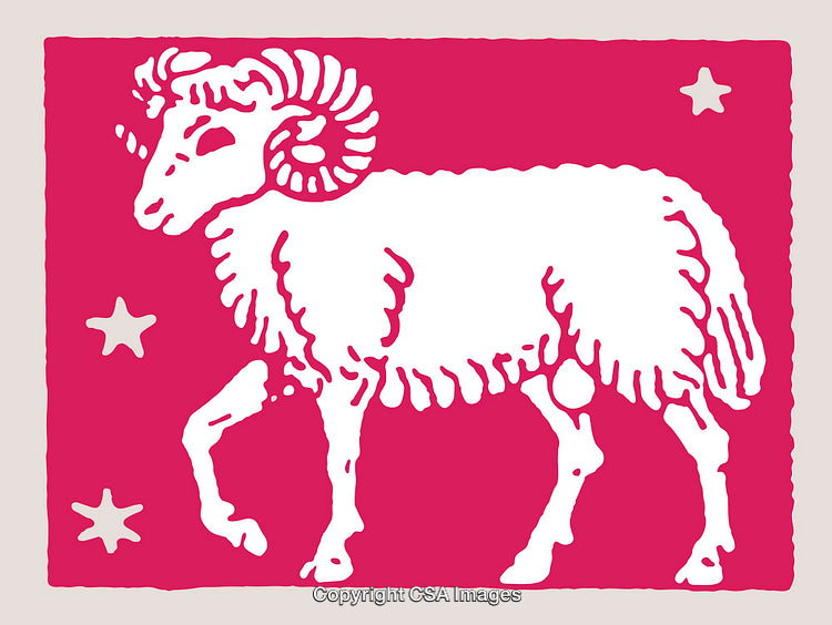 Colorful Illustration of a Horned Animal with Stars Against a Bright Background