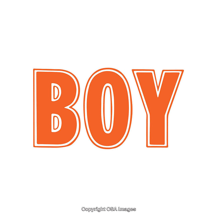Bold Orange Text Depicting the Word 'Boy' in Block Letters