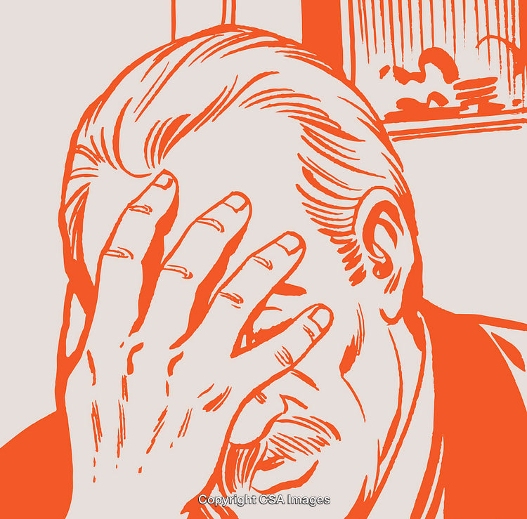 Retro Illustration of a Man Expressing Frustration with a Hand on Face