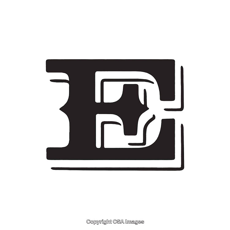 Black Stylized Render of the Letter E on White Background