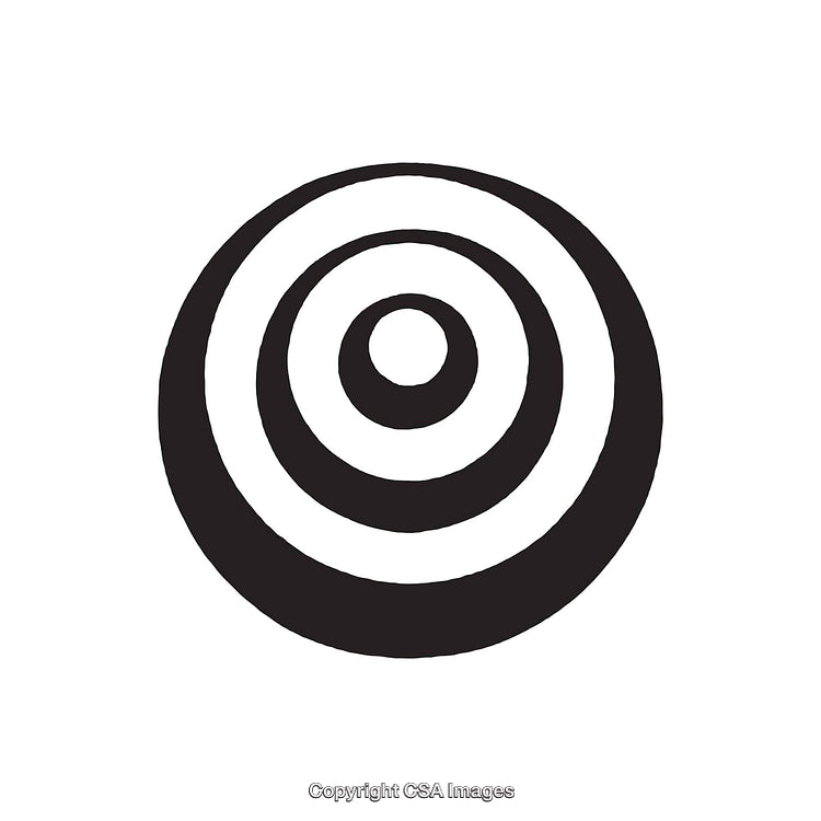 Black and White Circular Target Symbol Icon with Concentric Rings