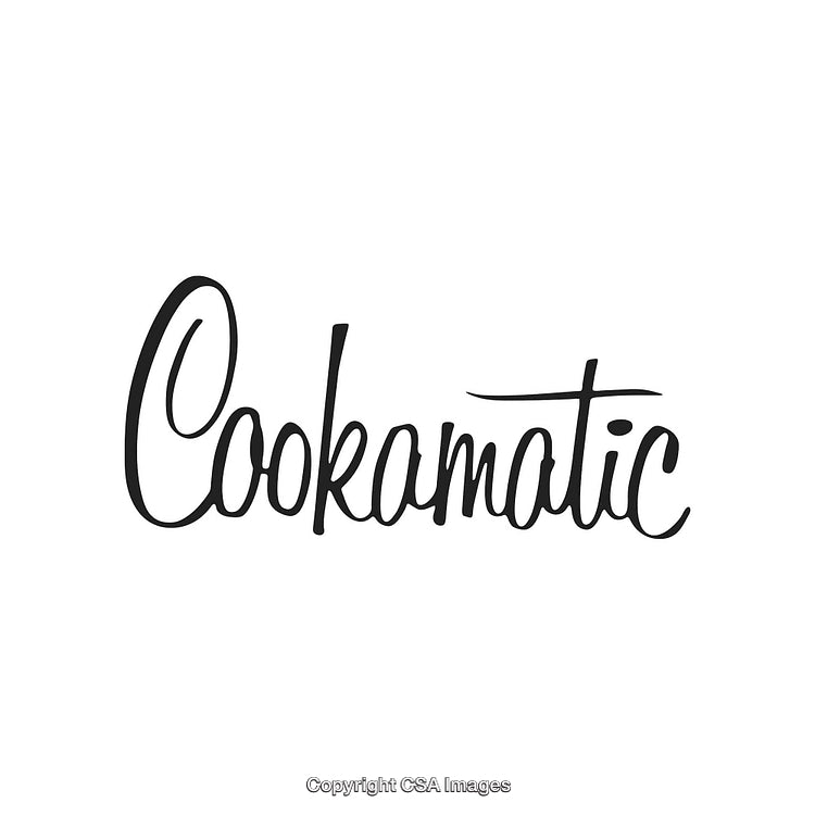 Cookamatic Logo in Elegant Script Font on White Background