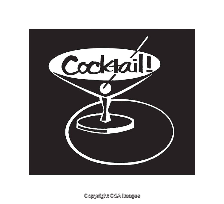 Creative Black and White Line Art Depiction of a Martini Cocktail Glass