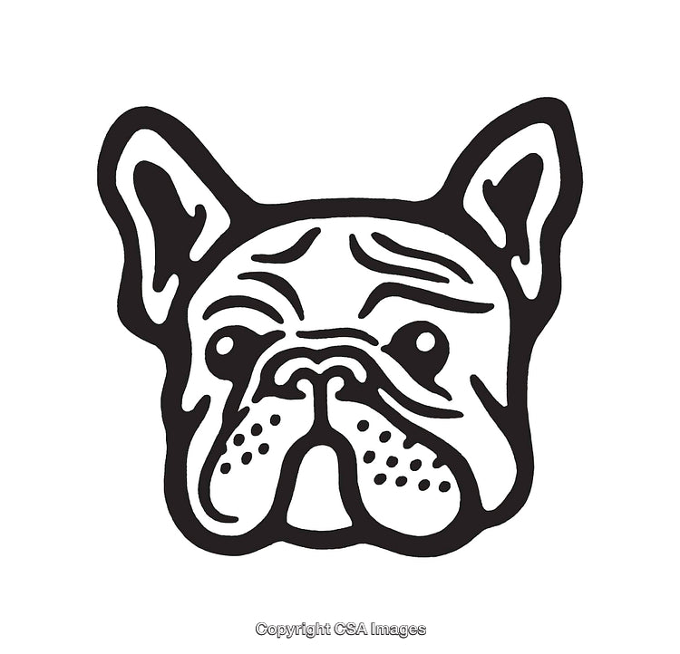 Black and White Line Art Illustration of a Bulldog Face Design