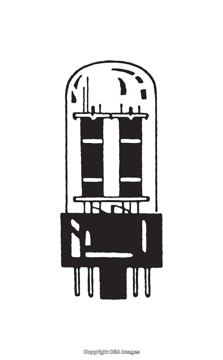Vintage Black and White Illustration of a Vacuum Tube Design
