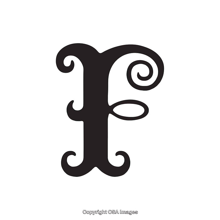 Stylish Decorative Black Letter F On White Background