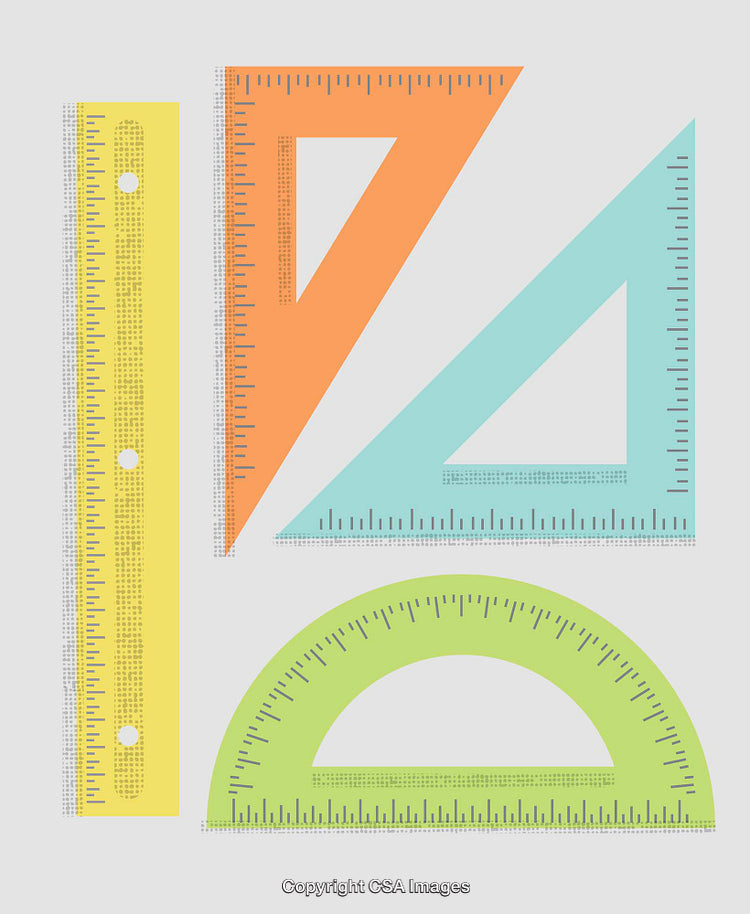 Colorful Line Art Rulers and Geometric Shapes on Light Background