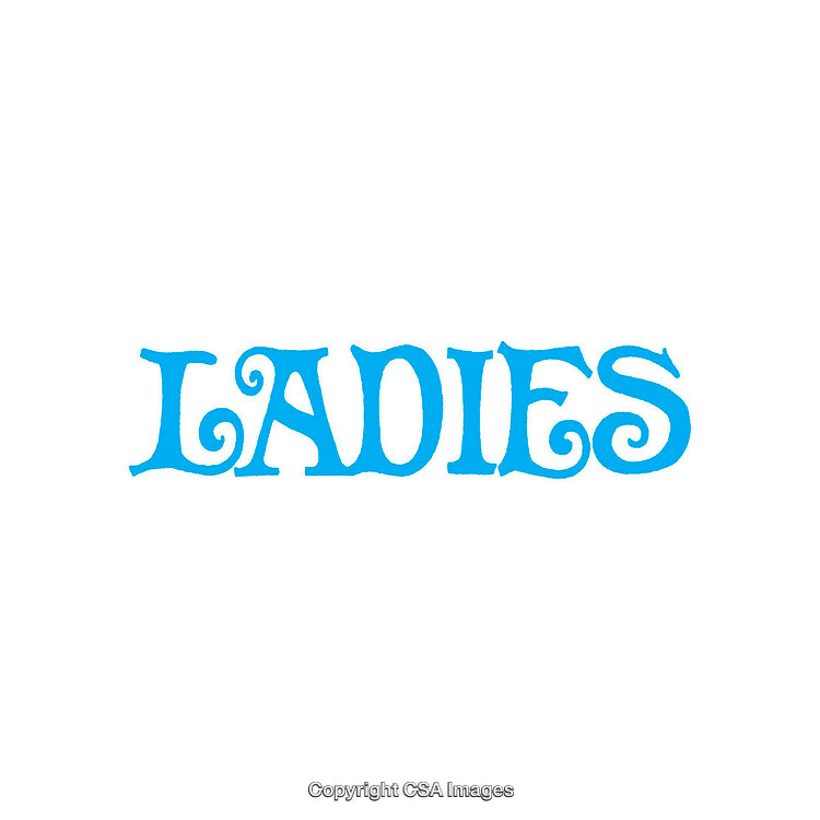 Decorative 'Ladies' Word Art Text in Blue Color with Ornamental Style