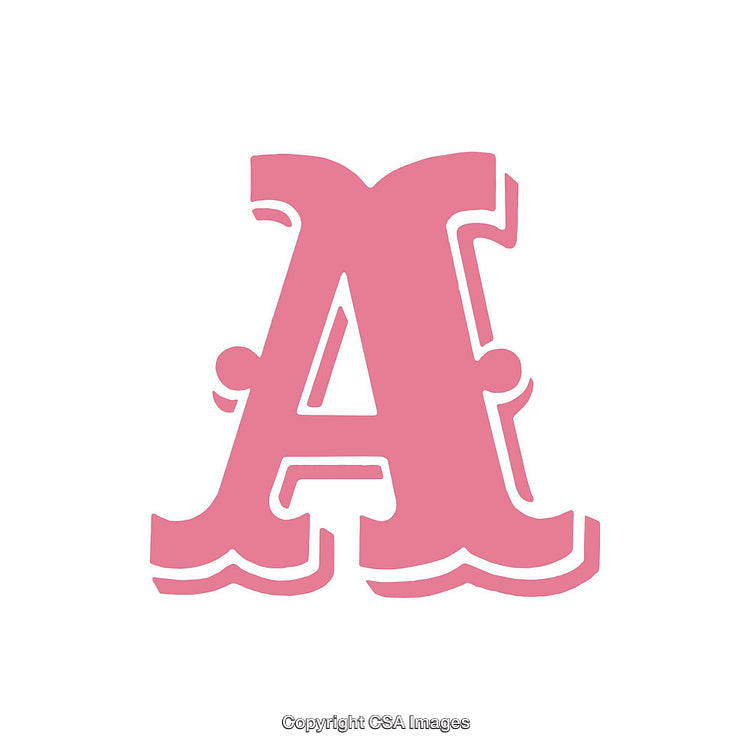 Stylized Pink Letter A on White Background in Bold Serif Font