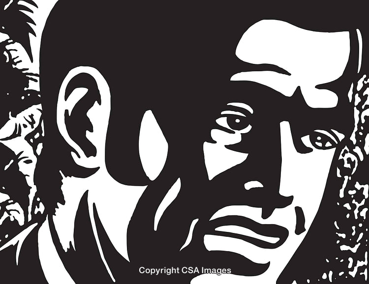 Abstract High Contrast Portrait of a Thoughtful Man