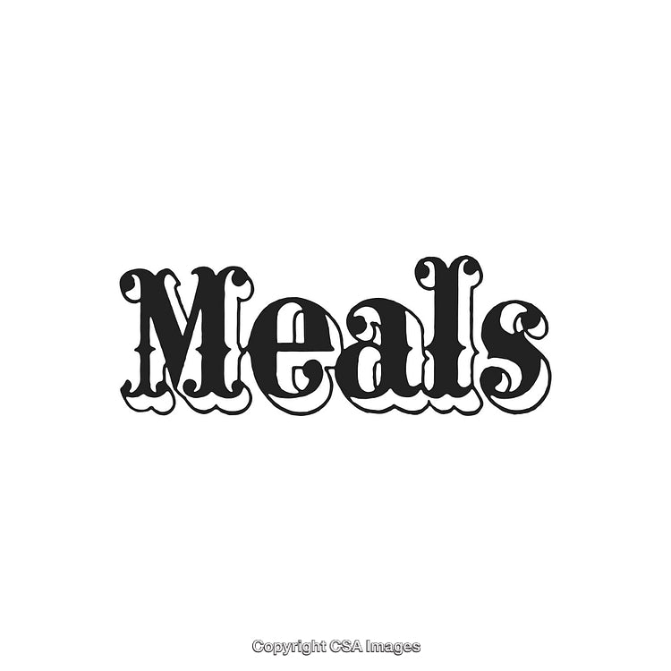 Retro Typography Design Featuring the Word 'Meals' in Stylish Black Letters