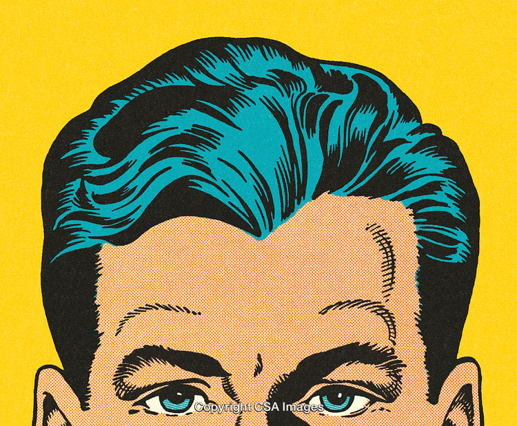 Retro Comic Style Illustration of a Man's Face With a Yellow Background