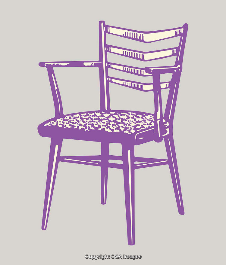 Colorful Illustration of a Vintage Chair in Abstract Line Art Style