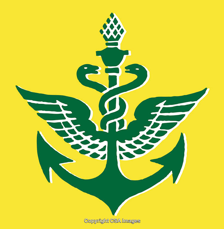 Green Symbol of Health and Healing on Yellow Background