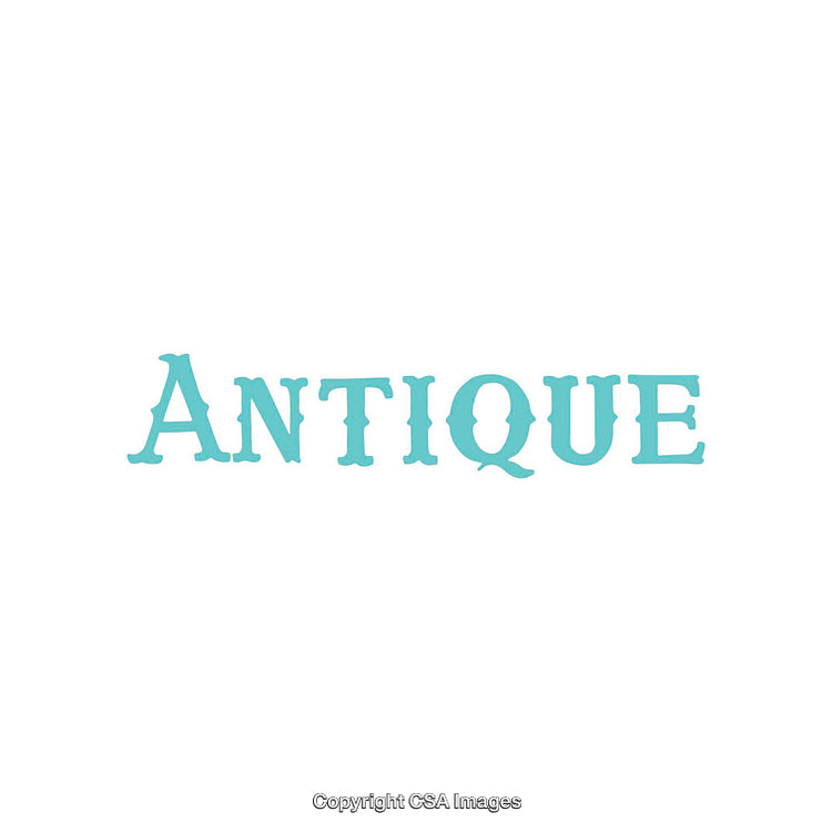 Light Blue Typographic Art Featuring the Word Antique in Unique Font Design