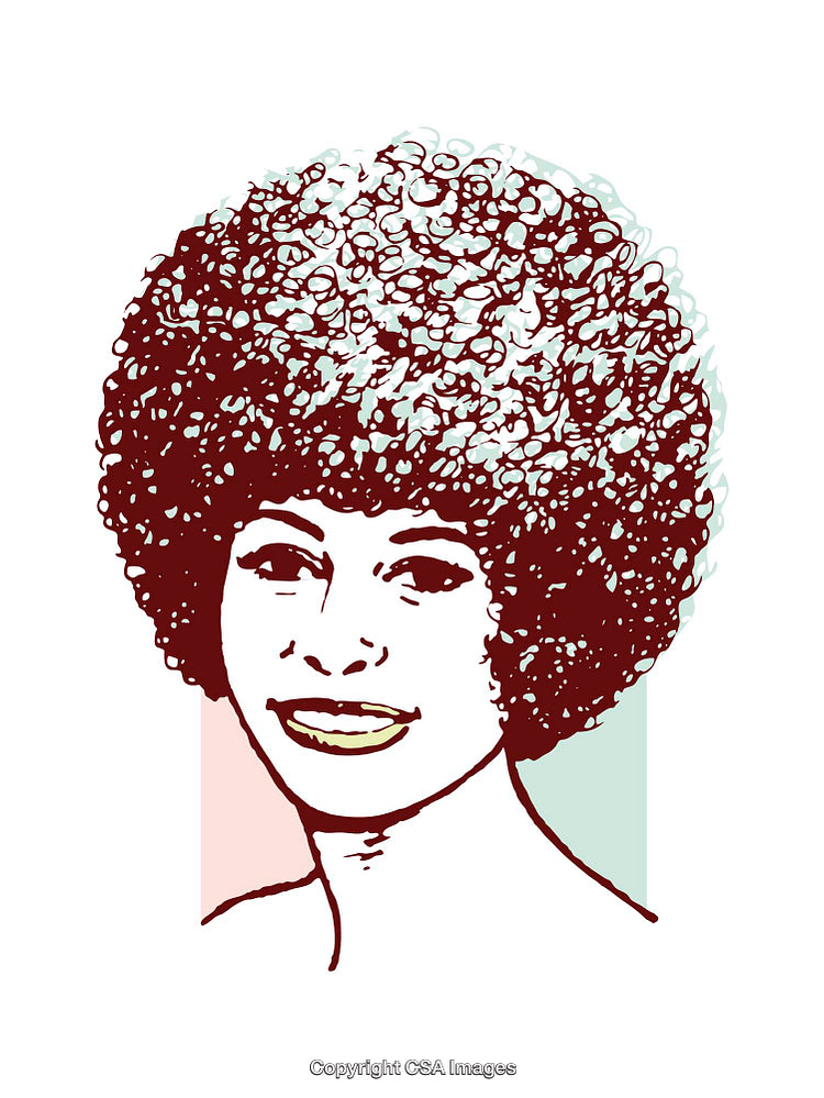 Retro Inspired Illustration of Smiling Woman with Curly Hair