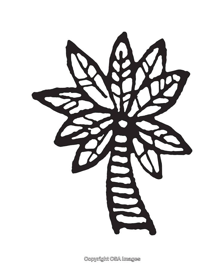 Hand-Drawn Black and White Palm Tree Line Art Illustration