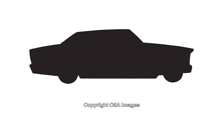 Silhouette of a Classic Retro Sedan in Black and White