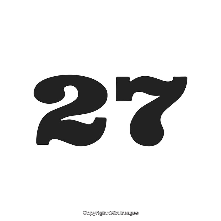 Bold Black Number 27 Design on a White Background
