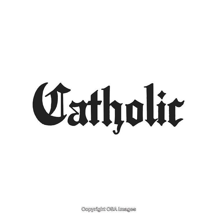 Traditional Blackletter Style Typography Featuring the Word 'Catholic' in Bold