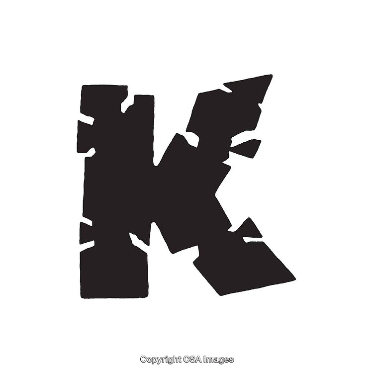 Creative Black Letter K Design with Jagged Artistic Shape