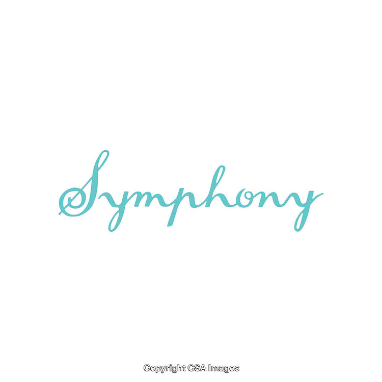 Elegant Typography Design of the Word Symphony in Blue Script Font