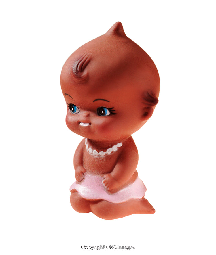 Cute Plastic Baby Doll Figurine in Pink Outfit