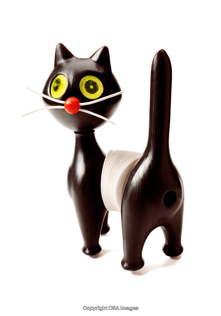 Abstract Black Cat-Shaped Toy with Unique Design and Vibrant Colors