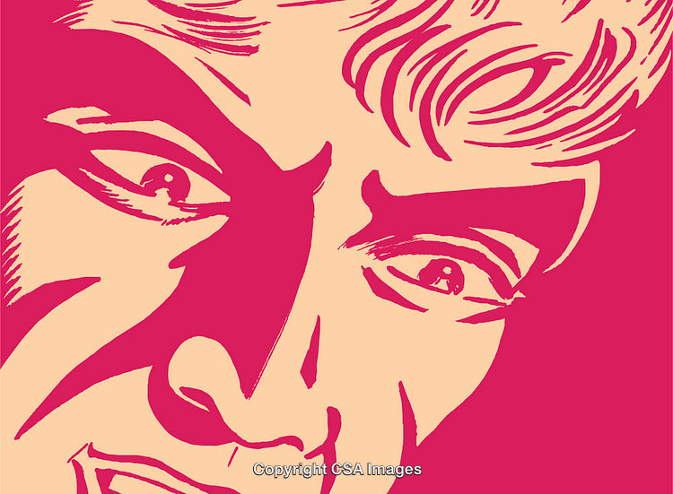 Pop Art Portrait Depicting Emotional Expression in Vibrant Pink and Beige Colors