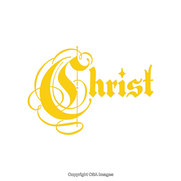 Ornate Script Text Depicting 'Christ' in Vibrant Yellow Hue