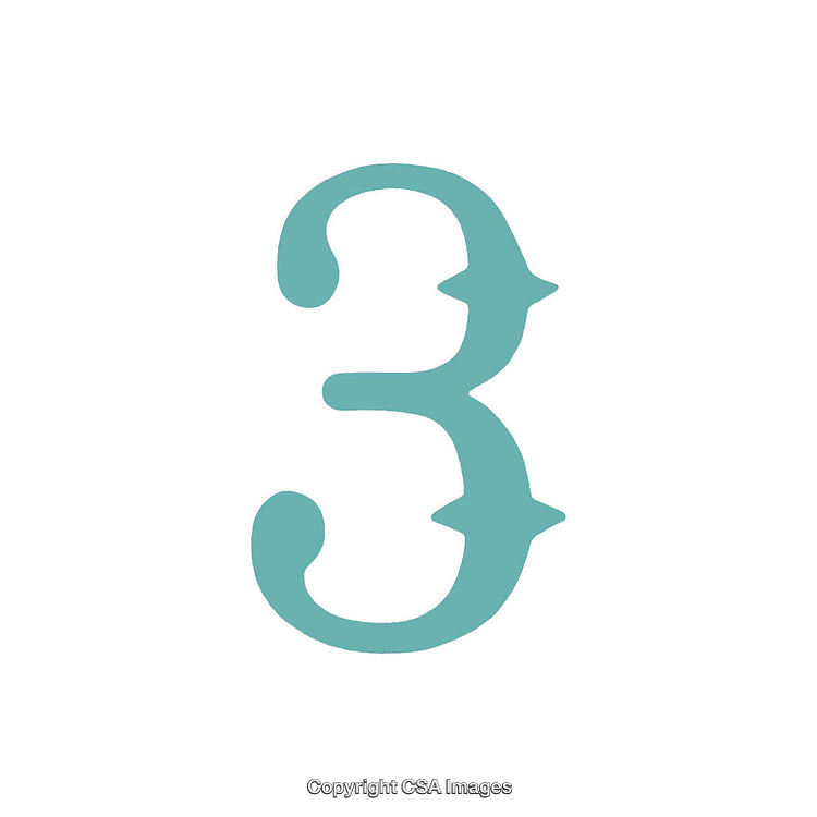 Stylish Illustration of Number Three in Minimalistic Turquoise Style