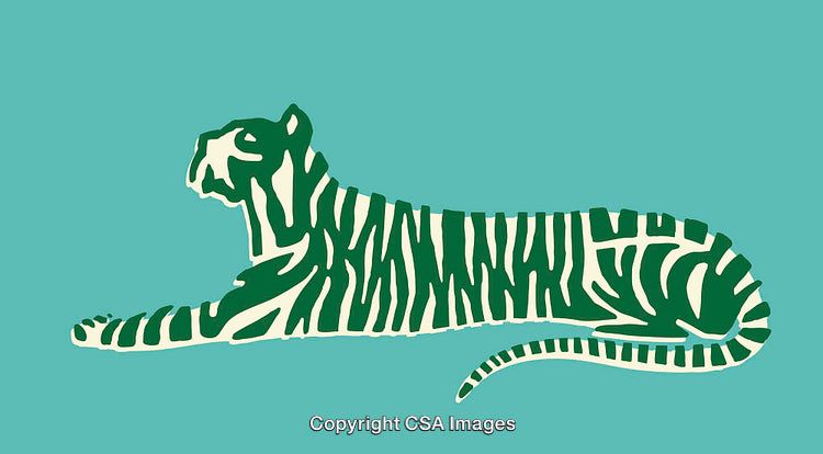 Colorful Abstract Tiger Silhouette Illustration on Teal Background