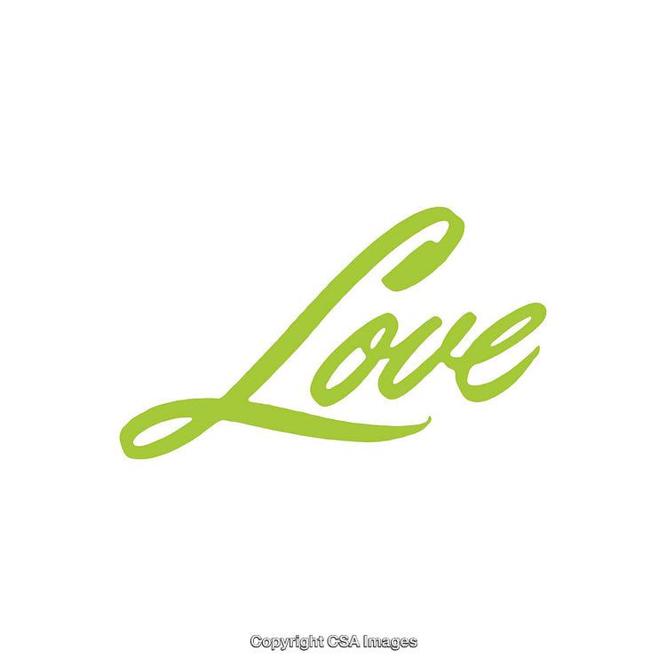 Green Handwritten Love Text on a Minimalist White Background