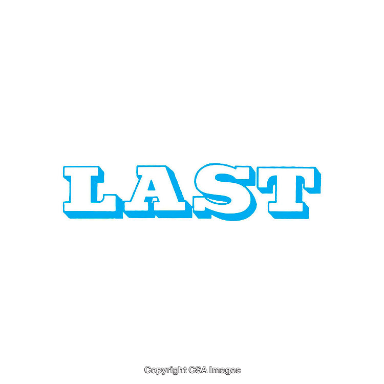 Blue Colored Word Art Featuring the Word LAST in Bold Style