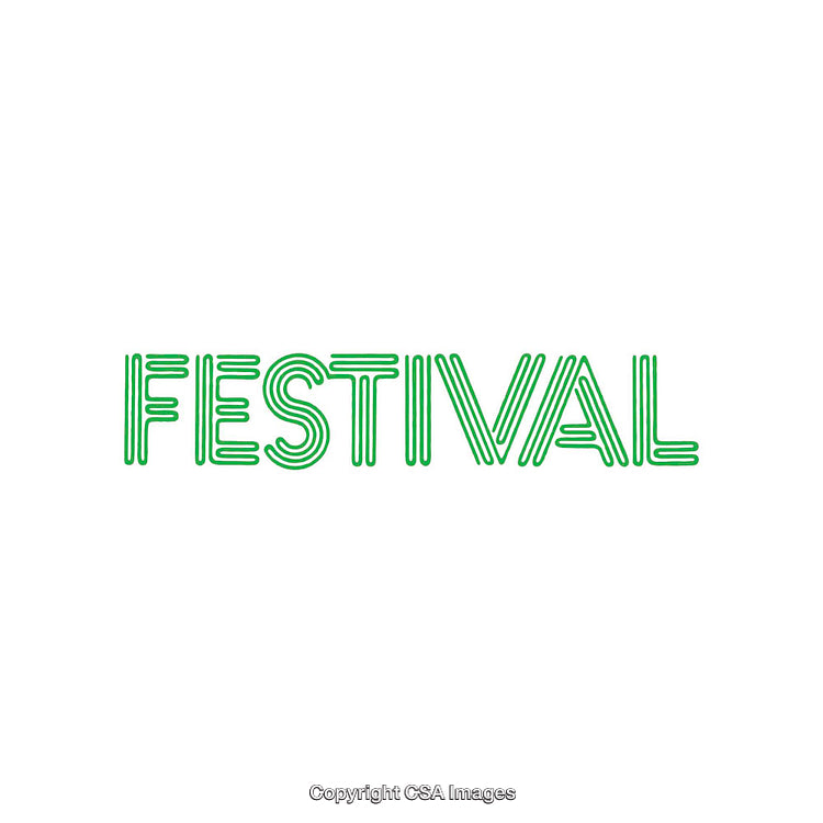 Minimalist Text Design Reading 'Festival' in Green Line Art Style