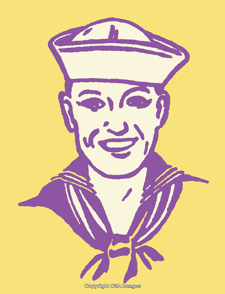 Vibrant Line Art Illustration of a Cheerful Sailor in Uniform