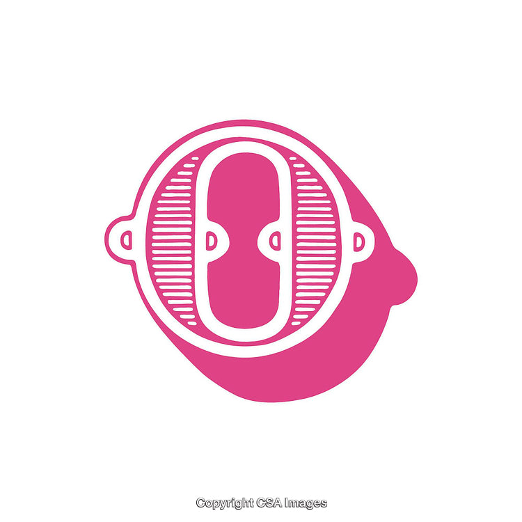 Stylized Pink Letter O Design with Minimalist Elements on White Background